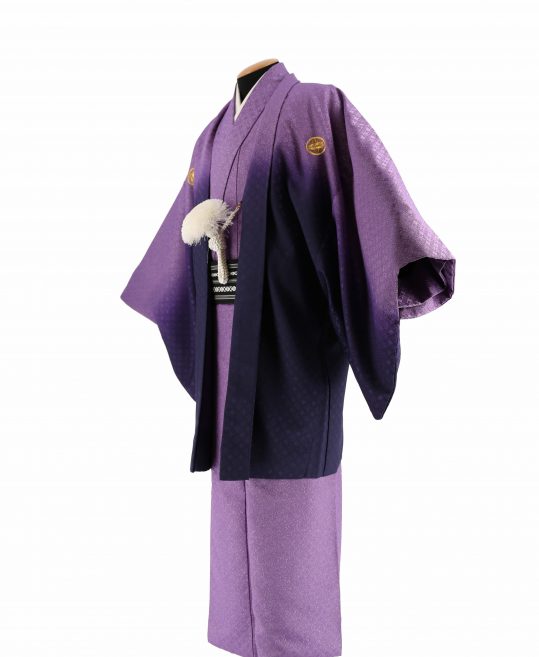 紋付袴レンタル・成人式・結婚式・卒業式|紫グラデーションに七宝ラメ[身長170cm対応]No.289